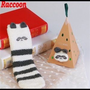 Fuzzy Raccoon fleece socks